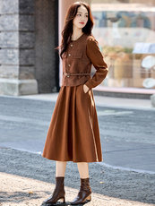 2025秋冬时尚格纹马甲气质优雅收腰显瘦休闲修身潮流连衣裙套裙，女装套装/套裙，香水丽阁