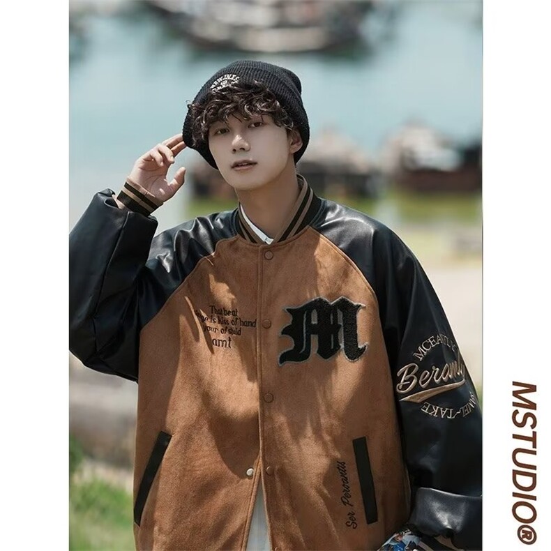 美式复古高街夹克男2024年春秋季新款潮牌宽松棒球服外套J330-P65,男装夹克,星座1109-3
