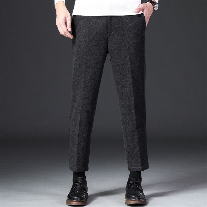 男士毛呢裤秋冬款加绒加厚西裤宽松直筒中年男裤商务休闲长裤子，男装西裤，星座505-2（原电商A260-1)