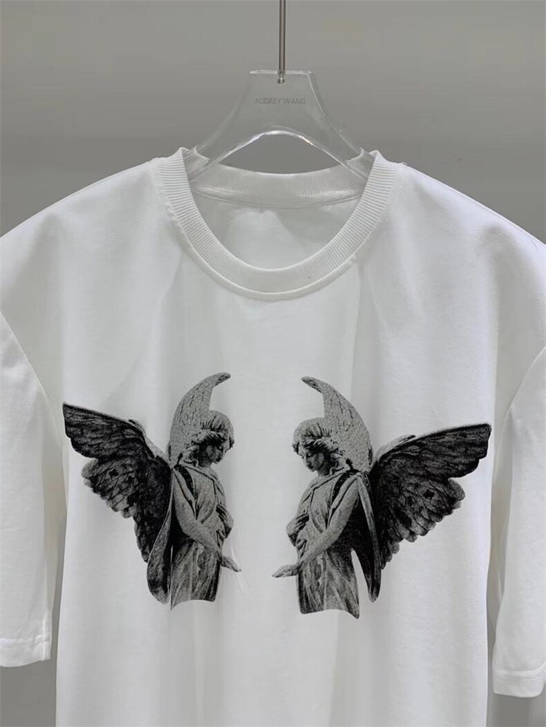 天使雕像印花T恤，女装T恤，AUDREY WANG