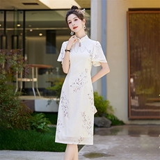 2024年夏季新中式盘扣旗袍重工链子气质连衣裙，女装连衣裙，艾仟回(原伊仟回)