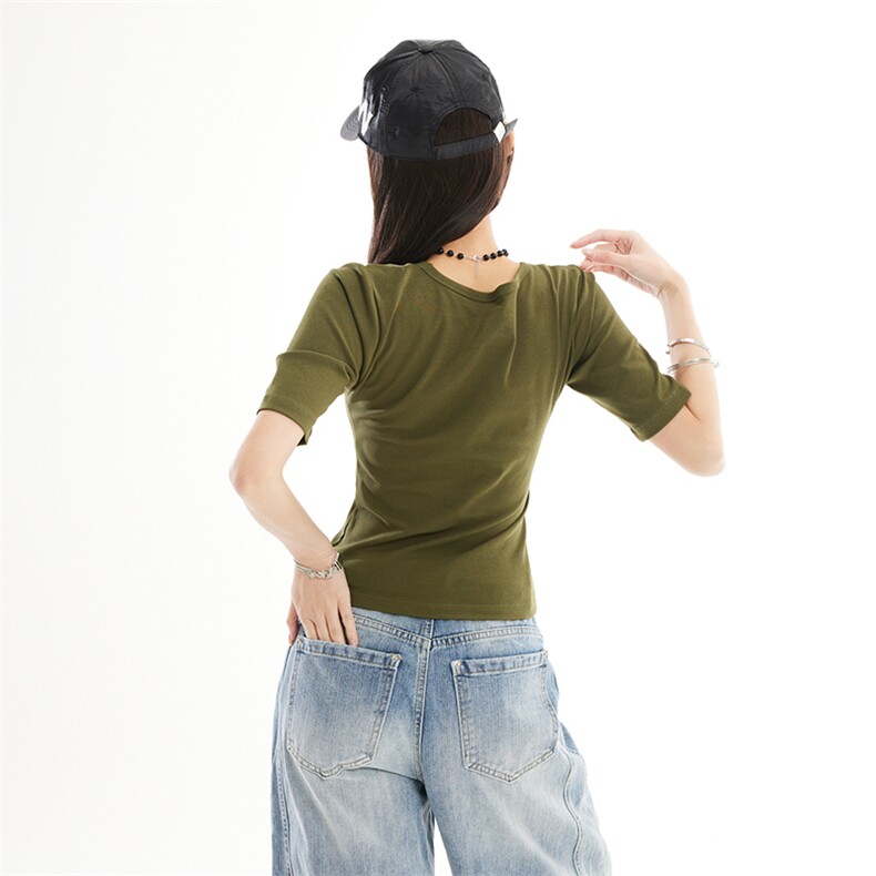 圆领中袖t恤女打底衫2026春季新款时尚短袖显瘦体恤上衣YD272-P30,男装T恤,星座509