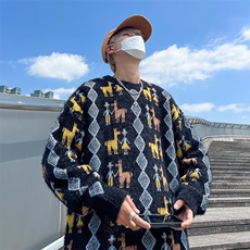 冬季休闲潮常规青少年仿貂毛软糯毛衣男加厚宽松慵懒风长袖，男装针织衫/毛衣，星座506
