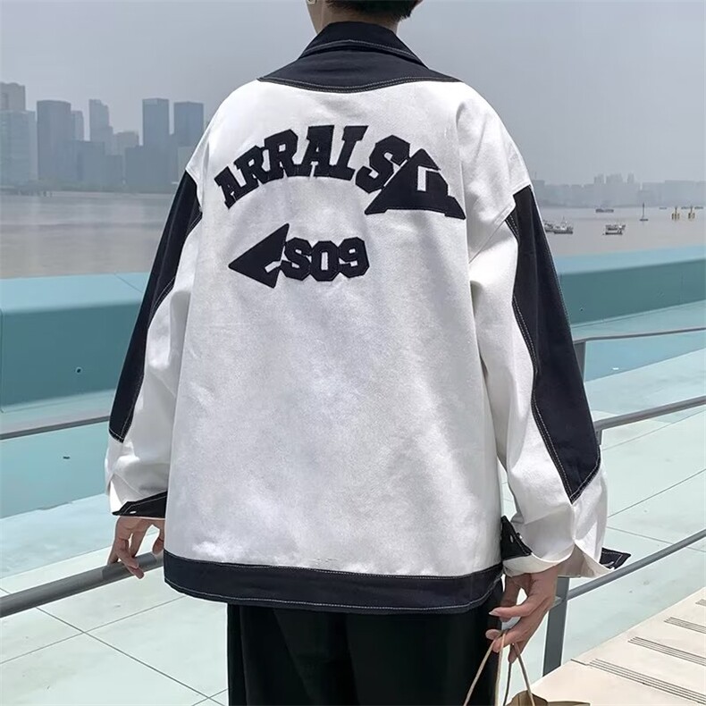 男秋季拼接外套潮上衣ins美式复古工装夹克X79P45,男装夹克,星座1116-2