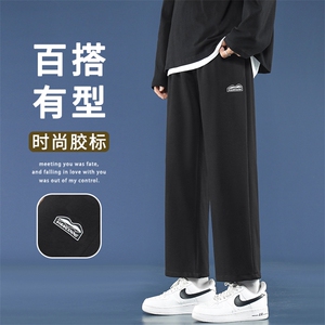 休闲卫裤男春秋季宽松灰色直筒九分裤子ins潮流WK12-1特批25图片