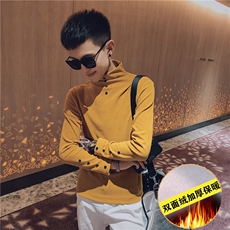 网红冬季加厚小堆领长袖T恤社会小伙潮男打底小衫C301B-CT08，男装T恤，电商C301B