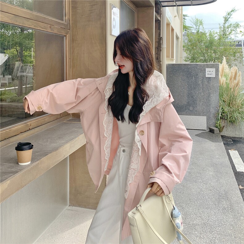 大货已出假两件蕾丝拼接风衣外套5772-P175K259,女装风衣,2C332