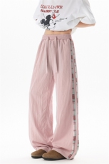 D206-1K9141P558XL-M拖地冰丝阔腿裤拼接山本裤男慵懒时尚格子裤，男装休闲裤，电商D206-1