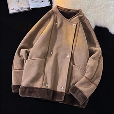 1平铺皮毛一体高级感轻奢机车大码M-5XL棉服外套男8708P158控228，男装棉衣，星座226-2