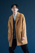 【】A003-HF010-P50冬装新款中长款口袋翻领大衣蒙马特1，男装毛呢大衣，电商A003