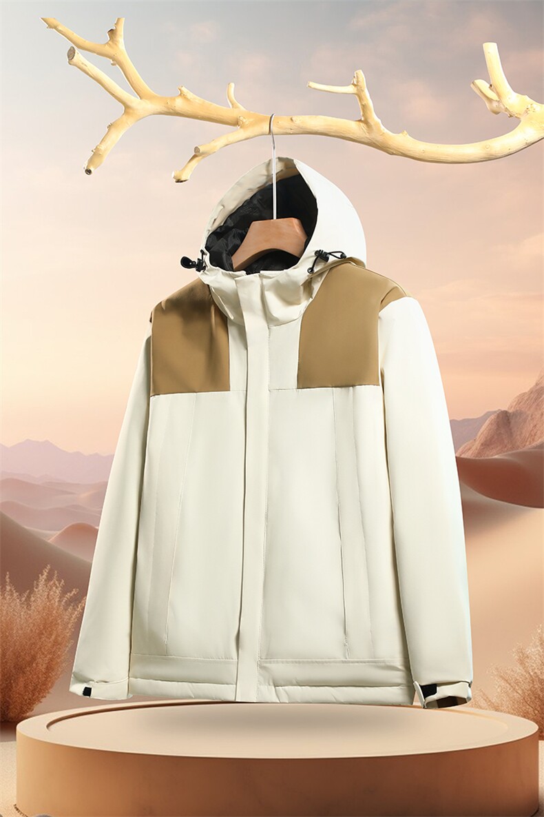 户外秋冬季加绒加厚冲锋衣防水防风滑雪服登山服情侣中长款外套，女装短外套，衫都服饰