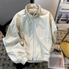 小众设计感pu皮垫肩机车服夹克男款春新款潮流宽松外套W6073-P70，男装皮衣，星座412-2
