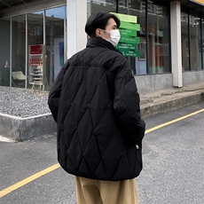 白色菱格棉服外套宽松立领保暖面包服棉衣M0906-P85，男装棉衣，星座308B-2