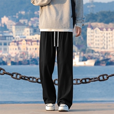 美式复古秋季新款裤子男宽松垂感直筒阔腿休闲长裤-A1175TP35控59，男装休闲裤，电商B241