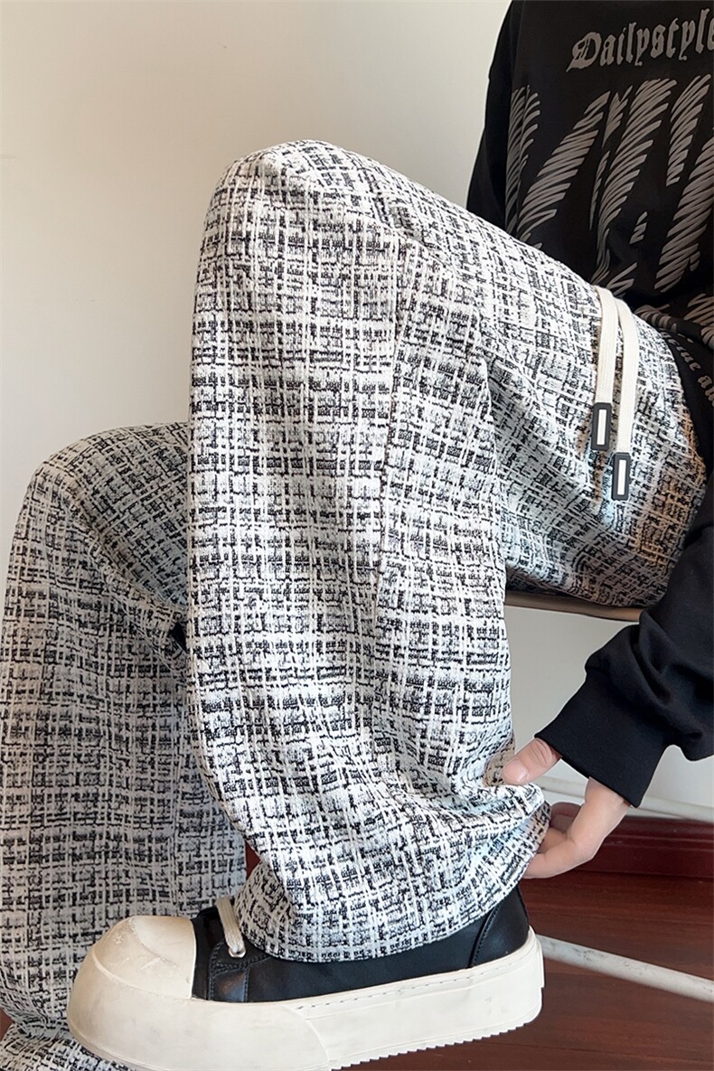 新款复古纹理感大码百搭小香风直筒拖地休闲裤男K24129-特P35控68,男装休闲裤,电商A001-1