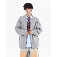 517A-8-M108-P88高品质重磅拉链开衫针织衫口袋老钱风慵懒风毛衣，男装针织衫/毛衣，星座517A-8（原B282）