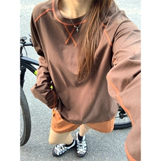 高品户外情侣登山健身运动撞色线插肩袖T恤打底衫男女A790-P55，男装T恤，星座1505