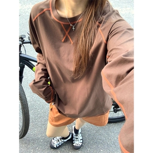 高品 户外情侣登山健身运动撞色线插肩袖T恤打底衫男女 A790-P55图片