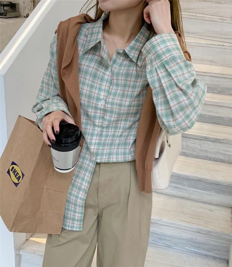 【现货】磨毛格子衬衫，女装衬衫，NIY