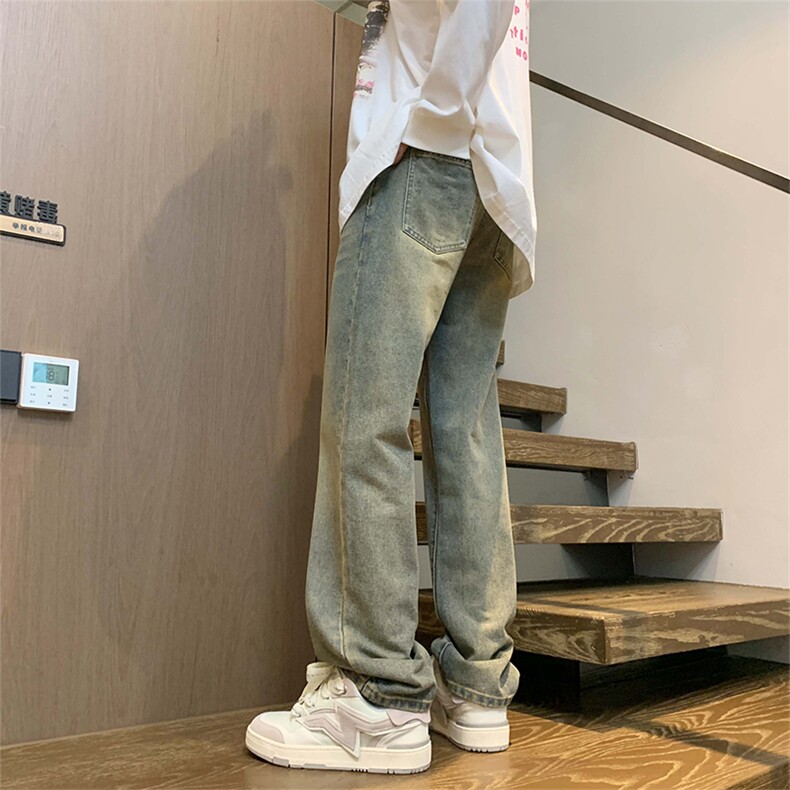 牛货！牛仔裤男美式高街vibe水洗复古直筒长裤A080-9601-P40控68,男装牛仔裤,电商A080