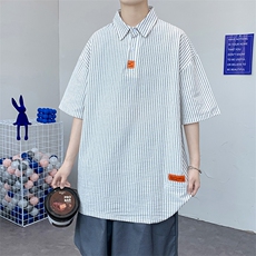 货足8XL-M美式条纹POLO衫男2023夏季新款胖子半袖衬衫加肥加大码，男装Polo衫，钱塘717(原712)