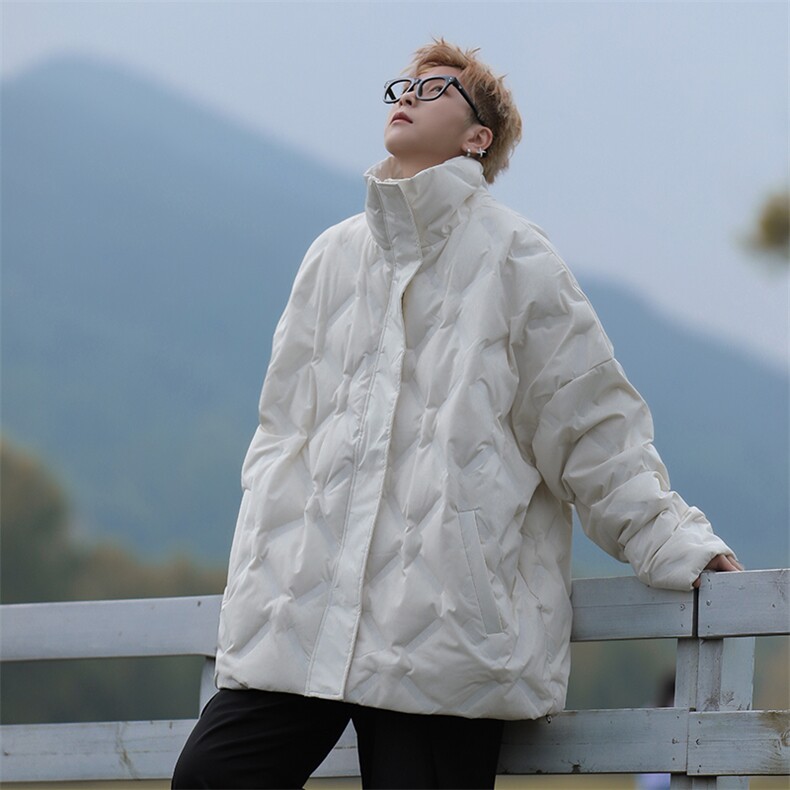 2024新款冬季菱形格棉服男款美式高街潮牌立领棉衣外套W7999-P90,男装棉衣,星座512-4