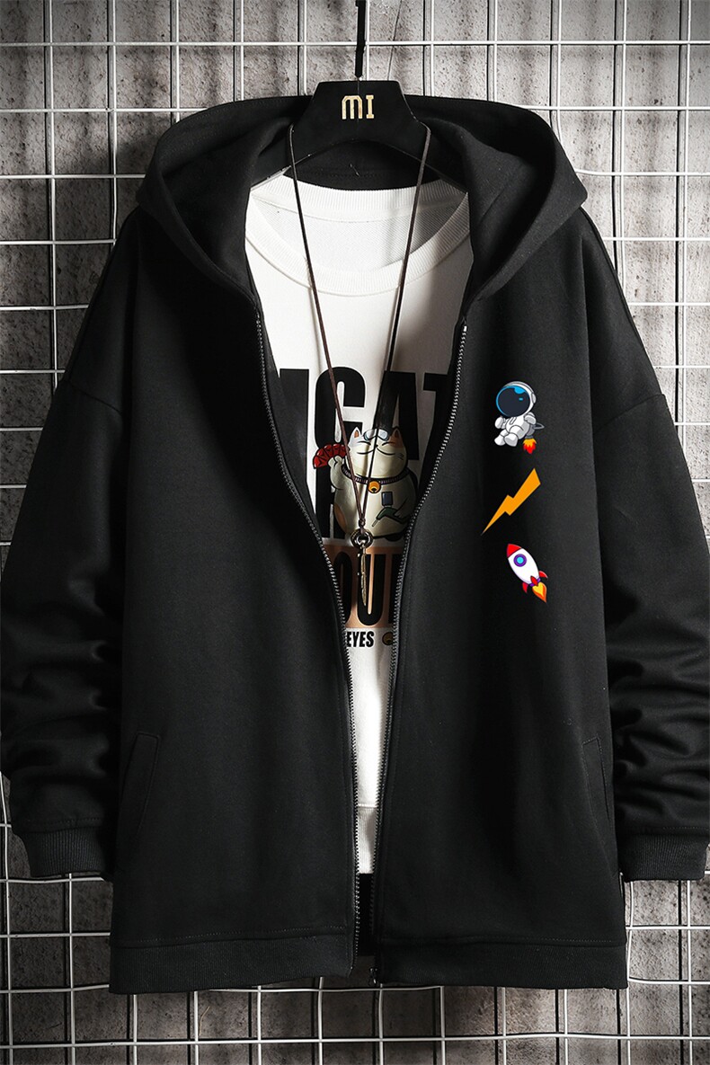 KS21165-P38加绒款-P43连帽开衫卫衣男运动外套大码班服网格,男装卫衣,电商A040A