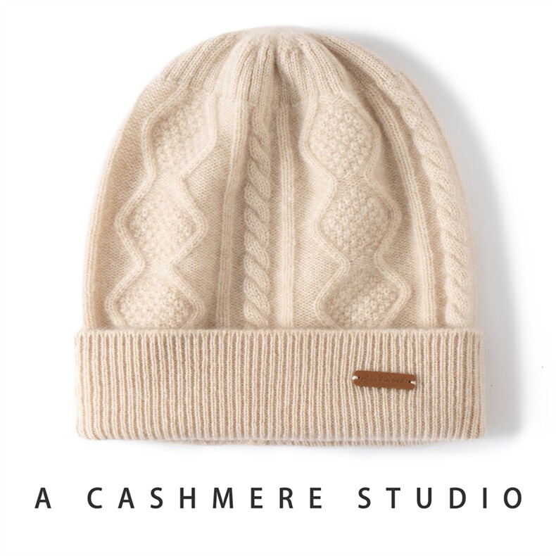 2025时尚百搭菱形扭花帽子休闲时尚，帽子，暖思纯羊绒