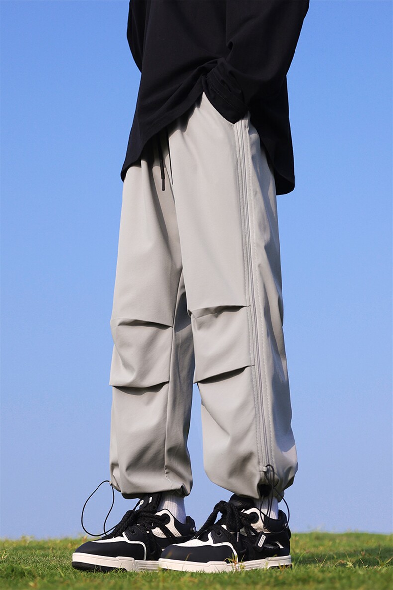 港风秋季新款宽松大码防水垂感两条杠休闲裤男MYK24-9852-P45,男装休闲裤,星座717
