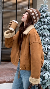 新品    加厚麂皮绒羊羔毛外套-p215-k385图片