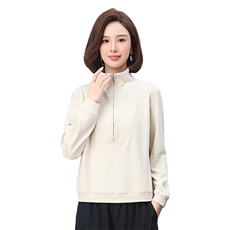 时尚女装立领拉链卫衣显瘦修身长袖打底衫，女装卫衣/绒衫，叶笙衣