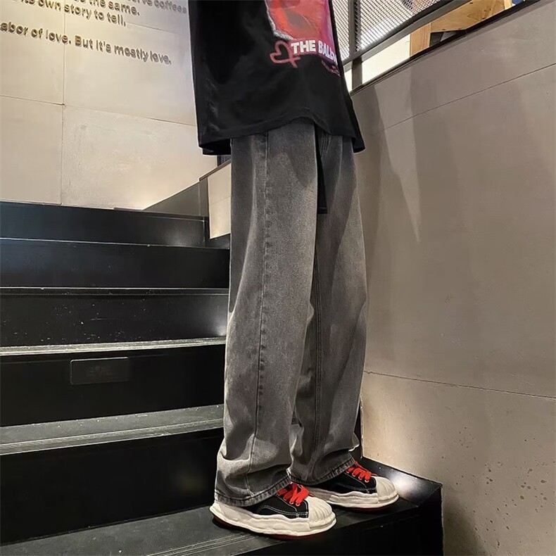 春秋牛仔裤男宽松ins潮牌阔腿裤2023新款男生长裤子N020-P45,男装牛仔裤,星座308B-1