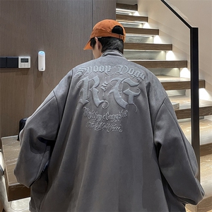 美式复古两面穿鹿皮绒棒球服男街头痞帅 J2201*P100*控128图片