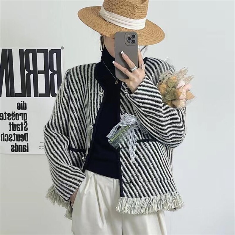 2022斜纹小香风外套流苏百搭，其它，泰靡(1F)
