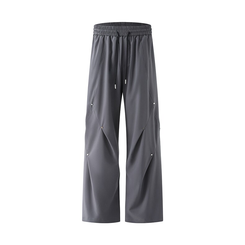 褶皱铆钉设计感百搭休闲裤K005立体92%聚酯纤维8%氨纶(S-2XL)TP25,男装休闲裤,电商A088