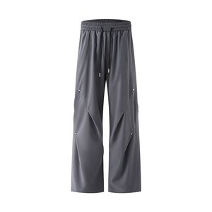 褶皱铆钉设计感百搭休闲裤K005立体92%聚酯纤维8%氨纶(S-2XL)TP25图片
