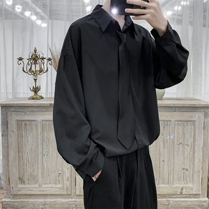 现货纯色宽松长袖衬衫男送领带KD221-P40图片