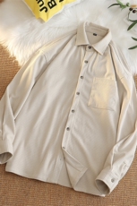 胖胖哥长袖灯芯绒衬衫男秋季潮牌内搭高级感宽松大码休闲衬衣外套，男装衬衫，电商C323-1