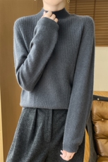 优雅气质高领毛衣女秋冬新款百搭显瘦长袖针织衫羊毛衫，女装羊毛衫，邓利维