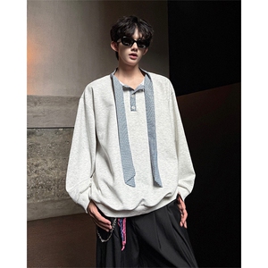 现货WY10145-特P48 加绒P55  秋冬设计感宽松大码卫衣男上衣外套图片