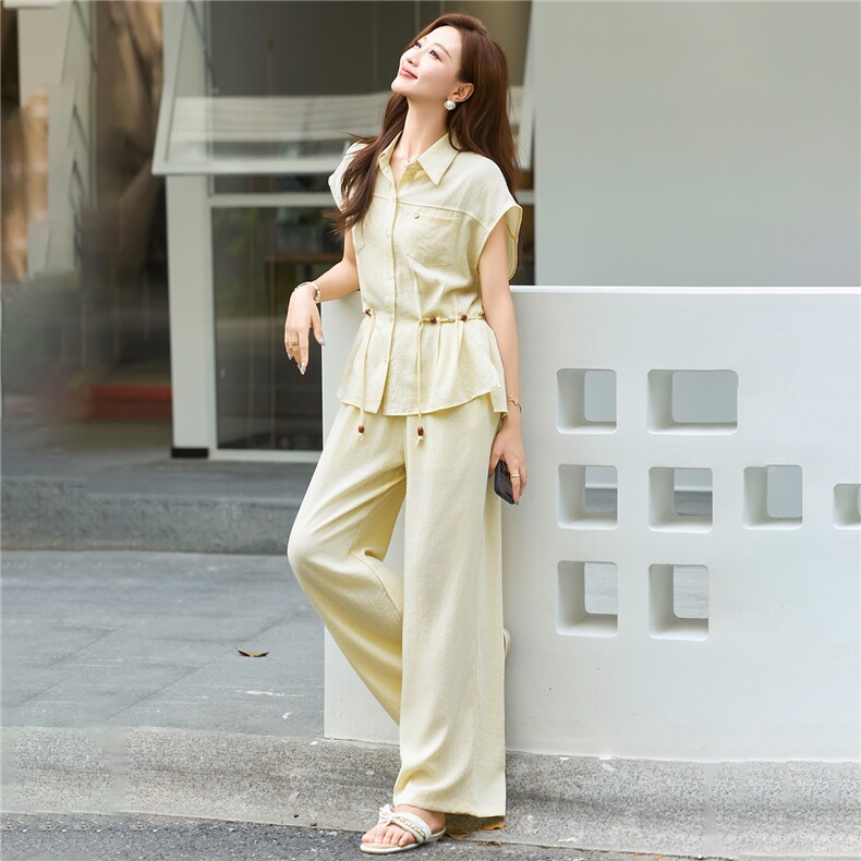 两件套女夏季纯色简约清爽气质通勤套装,女装套装/套裙,曼沙奕珂