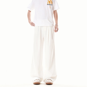 美式高级感褶皱西裤男cleanfit宽松冰丝阔腿垂感休闲裤XK463-P45图片