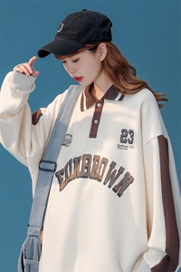 中性风POLO领卫衣女情侣大码M-5XL休闲套头卫衣男外套类C7720P55图片
