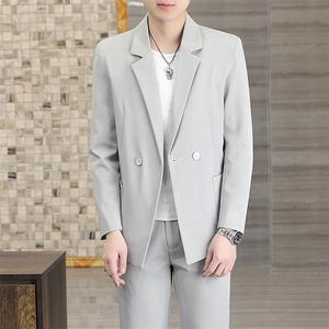 T2203-P140 2025秋季时尚男士西装双排扣西服西裤两件套装图片