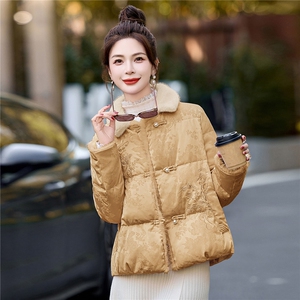 BAO款新增颜色2025年冬季新款新中式盘扣刺绣提花羽绒服女图片