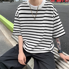 抖音直播供货纯棉260克条纹短袖T恤A158-T311-P38控58，男装T恤，电商A158