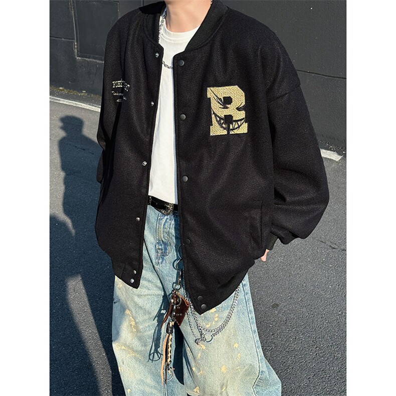 美式棒球服外套男款春秋2026新款复古宽松休闲潮牌夹克JK0663-P68,男装夹克,星座308B-1