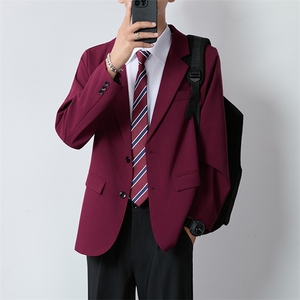 红色商务休闲正装西装男士大码西服套装新郎结婚礼服演出西服外套图片