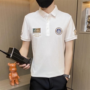 PL050-特P40撞色刺绣t恤男夏季修身短袖polo衫潮流翻领半袖图片