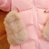 时尚保暖女士棉服甜美粉色长款羽绒外套冬季必备显瘦修身大码女装，女装棉衣/棉服，冬木谷雨